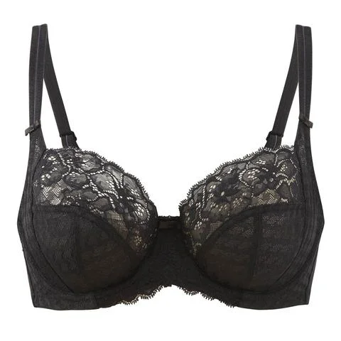 supportive high-waist underwear-Panache Envy Balconette Full Cup Bra - Black