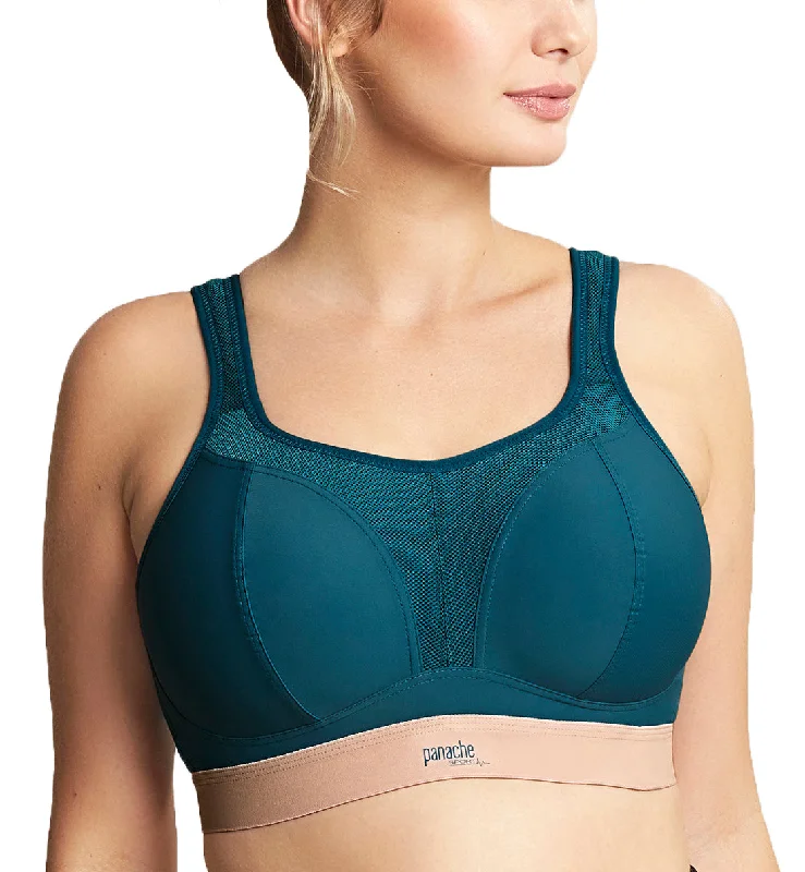 trendy lace briefs-Panache Boundless Racerback Non-Wire Sports Bra (7341) - Teal/Pink