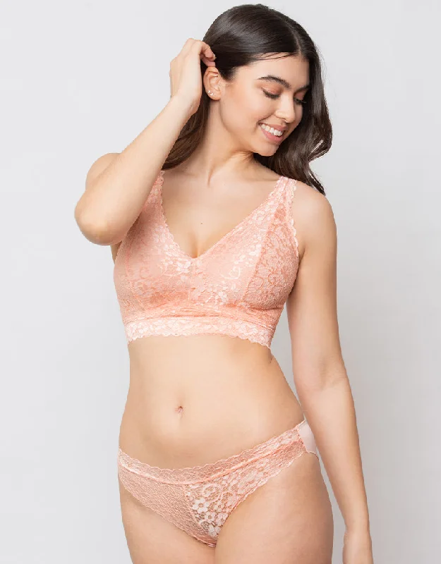 breathable cotton thong-Parfait Adriana Lace Bralette Peach Bud