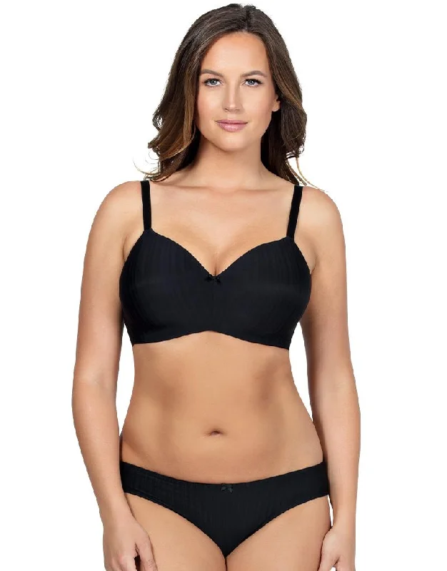 comfy bamboo panties-Parfait Aline Non Wired Padded Balconette Bra Black