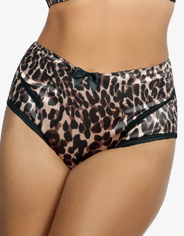 soft microfiber panties-Parfait Charlotte High Waist Brief Leopard Brown