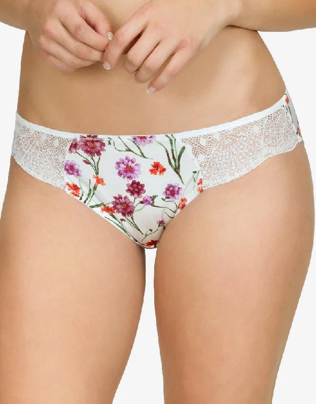 luxury silk thong-Parfait Charm Brief Garden Print