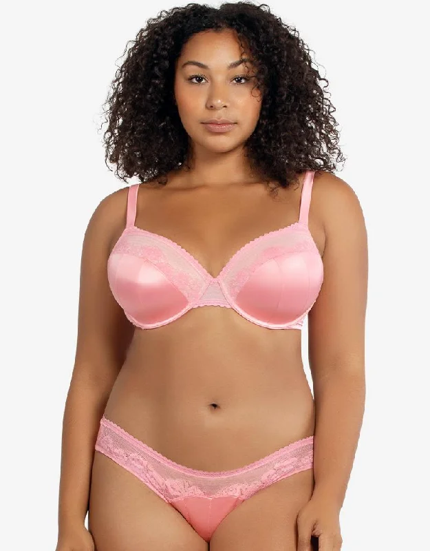 floral lace underwear-Parfait Jade Contour Bandless Bra Flamingo Pink