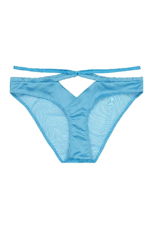 luxury lace panties-Dani Blue Strappy Satin Brief