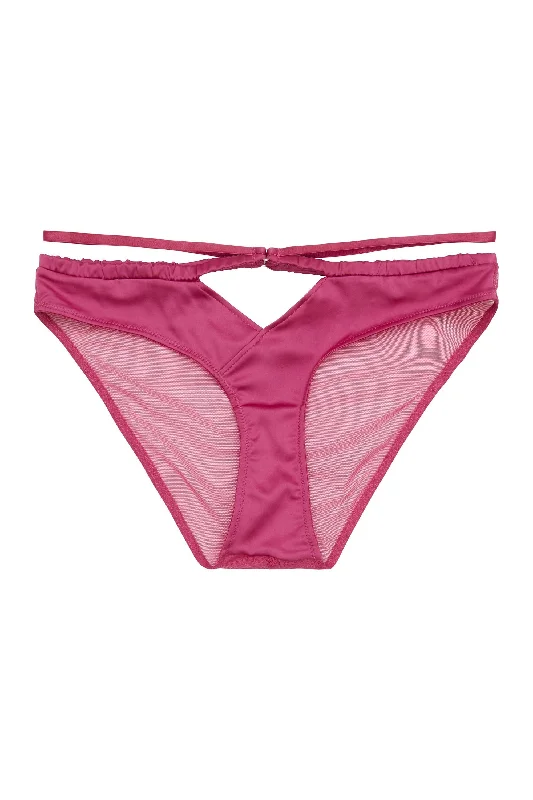 women’s floral thong-Dani Magenta Strappy Satin Brief