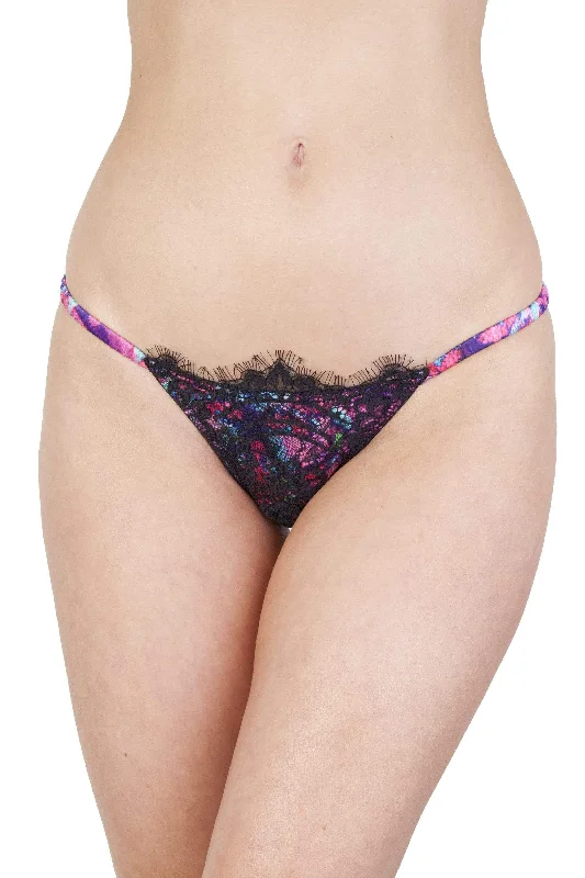 trendy printed panties-Peek & Beau Leonora Snake Print Satin and Lace Brief