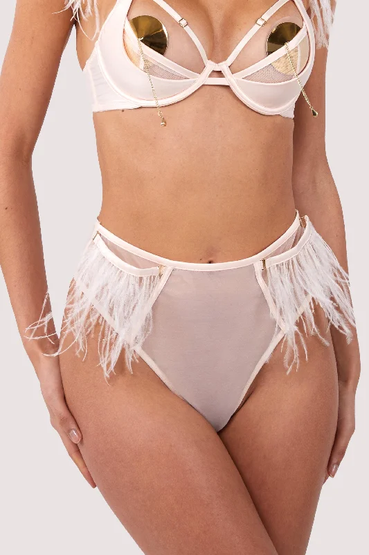 lightweight mesh underwear-Phoenix Blush Feather High Waisted Brief