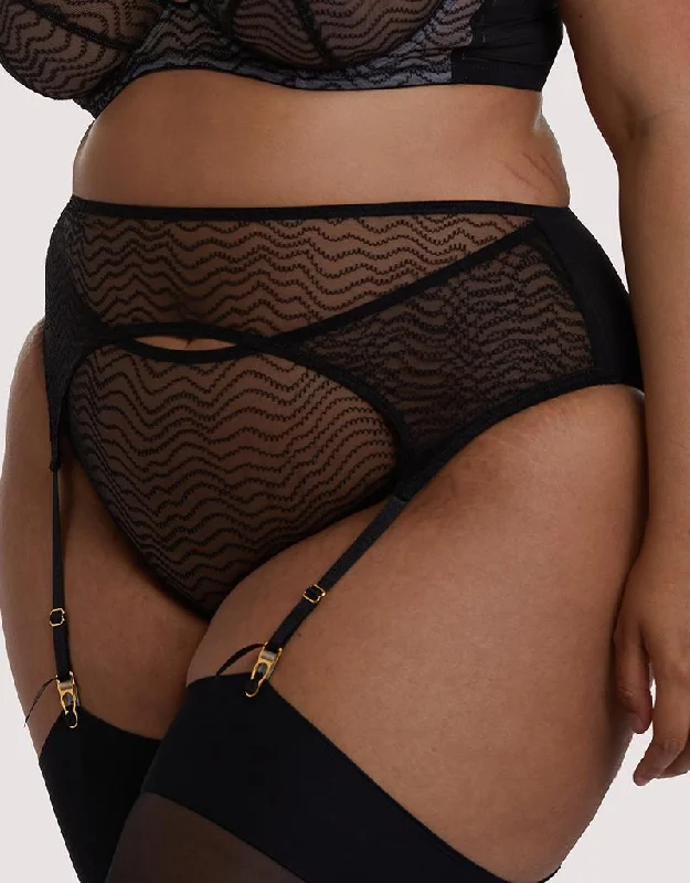 women’s mesh panties-Playful Promises Gabi Fresh Brianna Mesh Suspender Black