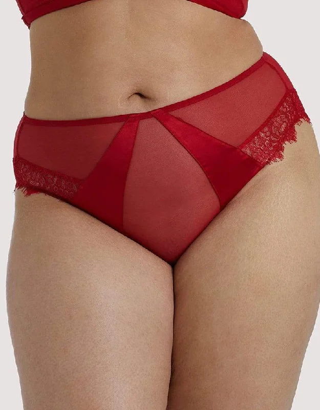 women’s luxury thong-Playful Promises Melina High Waist Brief Red