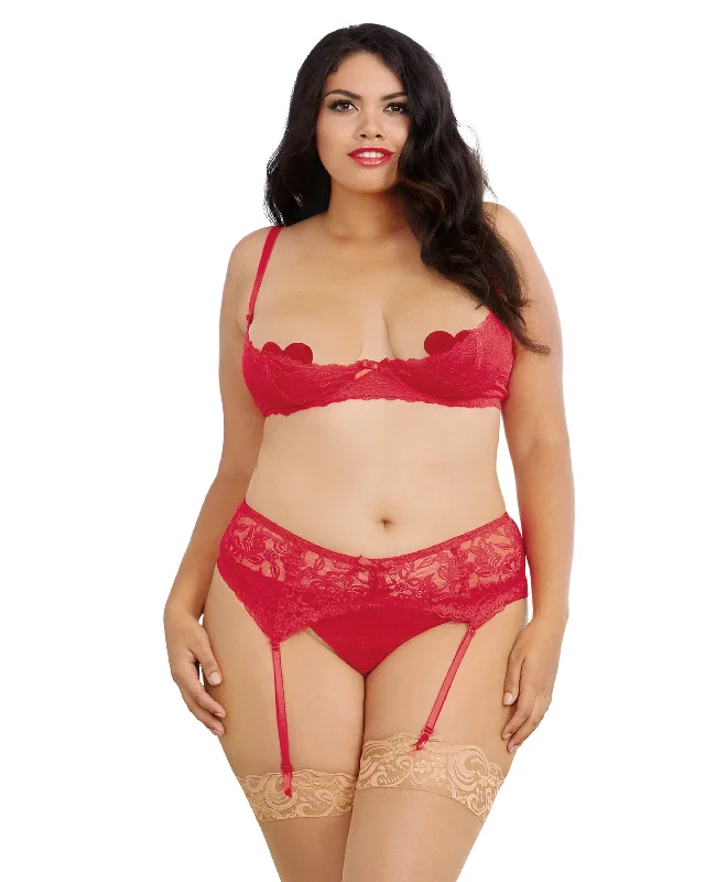 women’s postpartum briefs-Dreamgirl Plus Size Stretch Lace Open Cup Bra