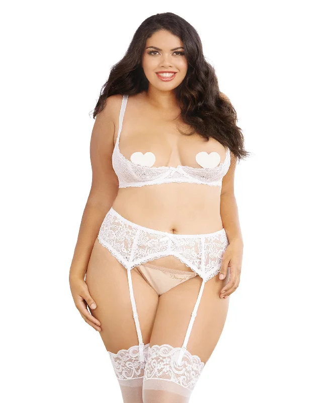 floral satin panties-Dreamgirl Plus Size Stretch Lace Open Cup Bra