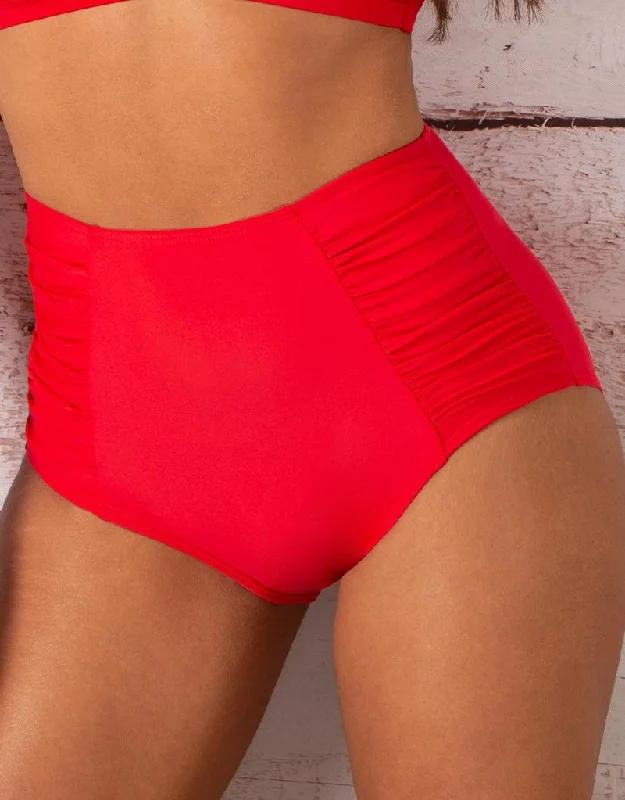 women’s satin hipster-Pour Moi Horizon Super High Waisted Bikini Brief Red