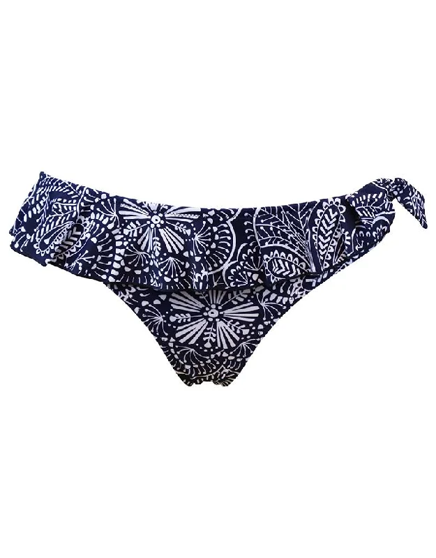 high-waisted briefs-Pour Moi Hot Spots Frill Bikini Brief Navy Scandi