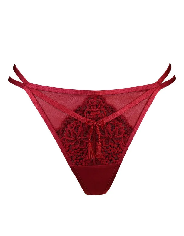 comfy mesh underwear-Pour Moi Hush Thong Ruby Red