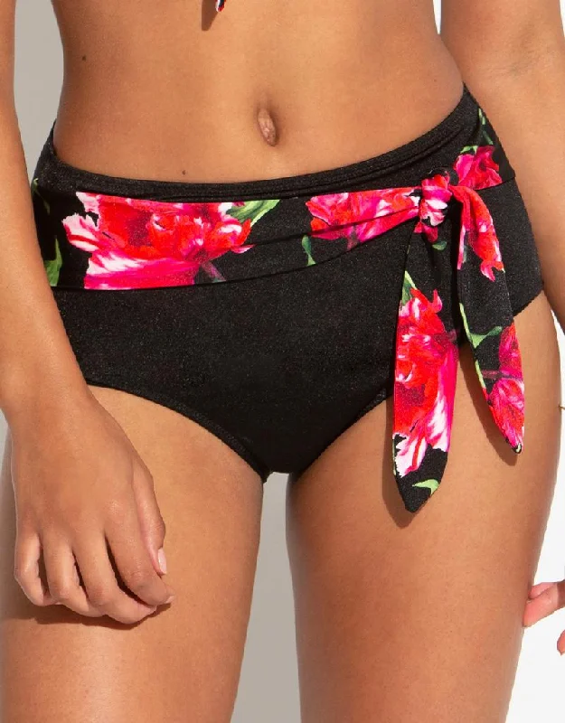 women’s luxury boyshorts-Pour Moi Orchid Luxe Control Bikini Brief Black/Pink