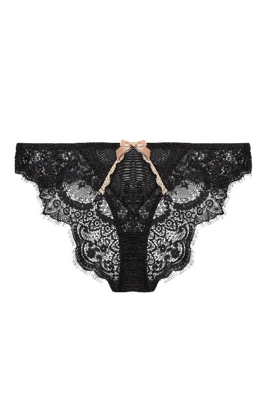 women’s shaping briefs-Caresse Black Lace Mesh Brief