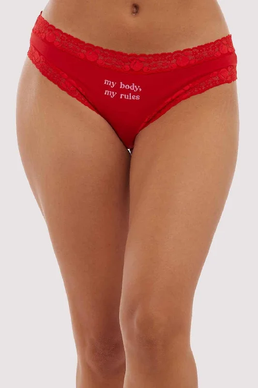 lightweight lace underwear-My Body, My Rules Red Embroidered Brief