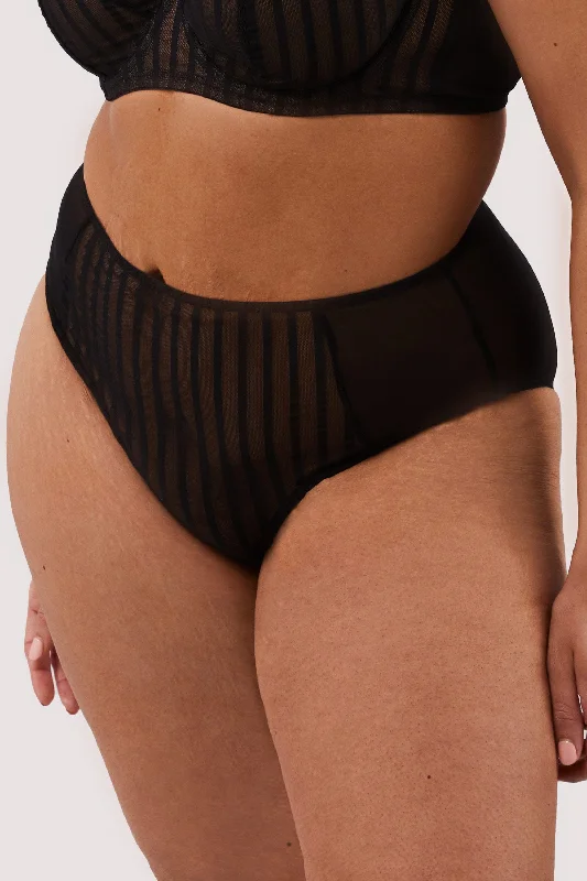 seamless lace underwear-Presley Black Stripe And Lace Trim Brief