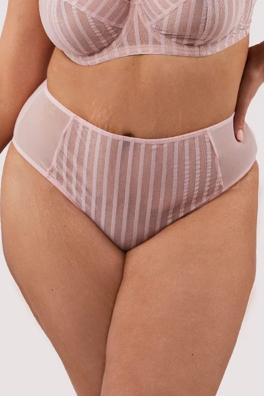 breathable sports underwear-Presley Pink Stripe And Lace Trim Brief