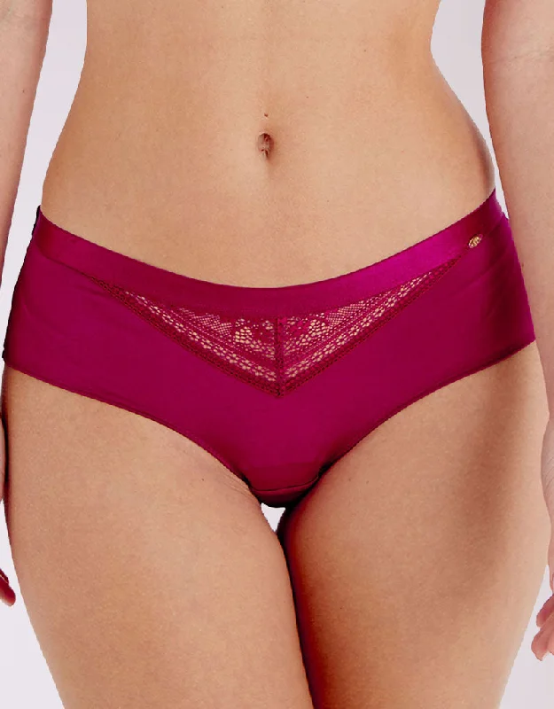 women’s seamless thong-Pretty Polly Botanical Lace Short Fuchsia