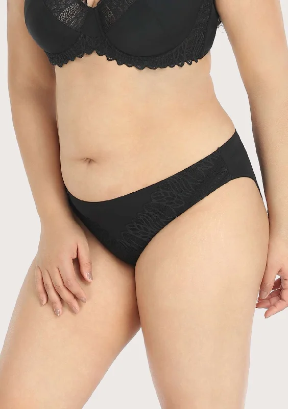 lightweight lace underwear-Pretty Secrets Black Lace Trim Bikini Underwear