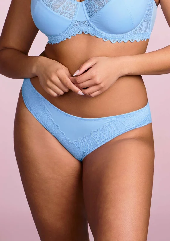 high-waisted silk underwear-Pretty Secrets Light Blue Lace Trim Bikini Underwear