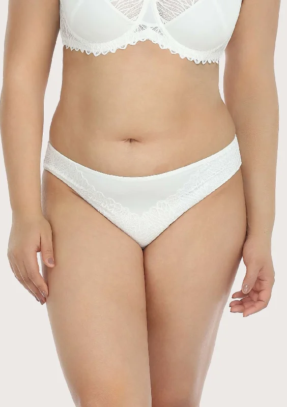 breathable boyshorts underwear-Pretty Secrets White Lace Trim Bikini Underwear