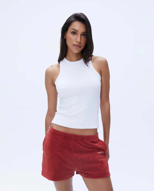 comfy bamboo panties-Rib Racer Vest Top - White/Classic Red