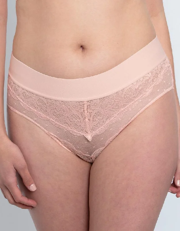 seamless lace underwear-Rougette By Tutti Rouge Viva Lace Brief Rose Pink