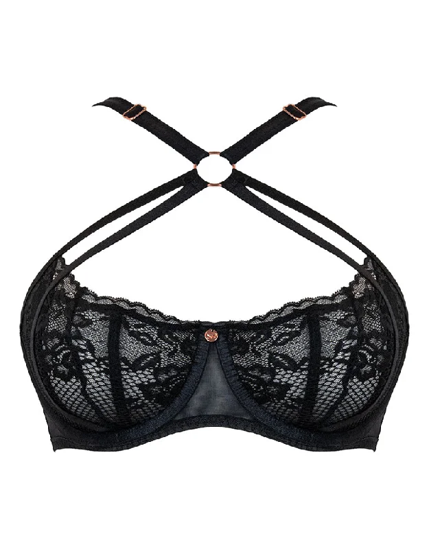 lightweight mesh underwear-Scantilly Centrepiece Half Cup Bra Black