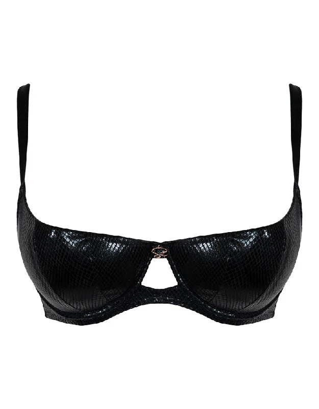 seamless cotton thong-Scantilly Serpent Padded Half Cup Bra Black