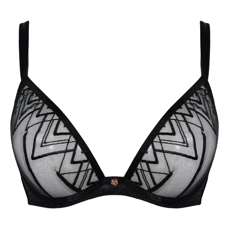 plus-size panties-Scantilly Voltage Deep Plunge Bra Black