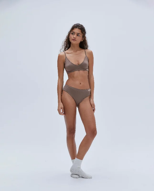 cotton bikini panties-Seamless Intimate Brief - Pebble Brown