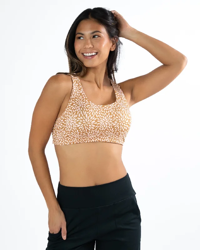 women’s satin boyshorts-Strappy Sports Bra - Honeycomb Starburst