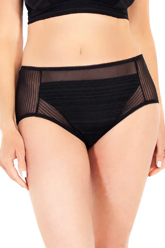 women’s silk panties-Striped Mesh Detail Brief