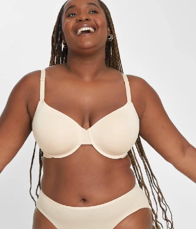 soft stretch thong-The All-Day T-Shirt Bra: Toasted Almond