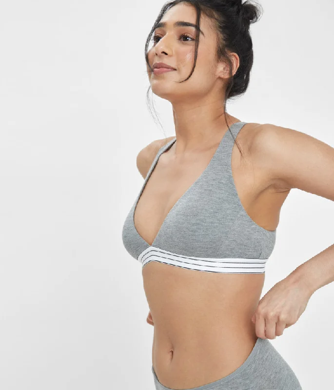 breathable sports underwear-The Cross Back Bralette: Heather Gray