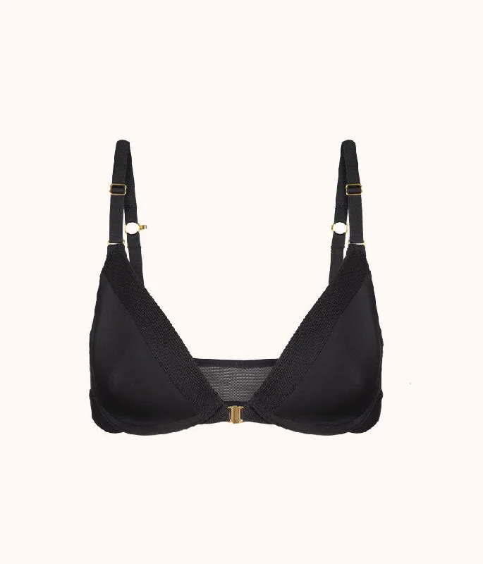 high-waisted cotton panties-The Front Close No-Wire Bra: Jet Black