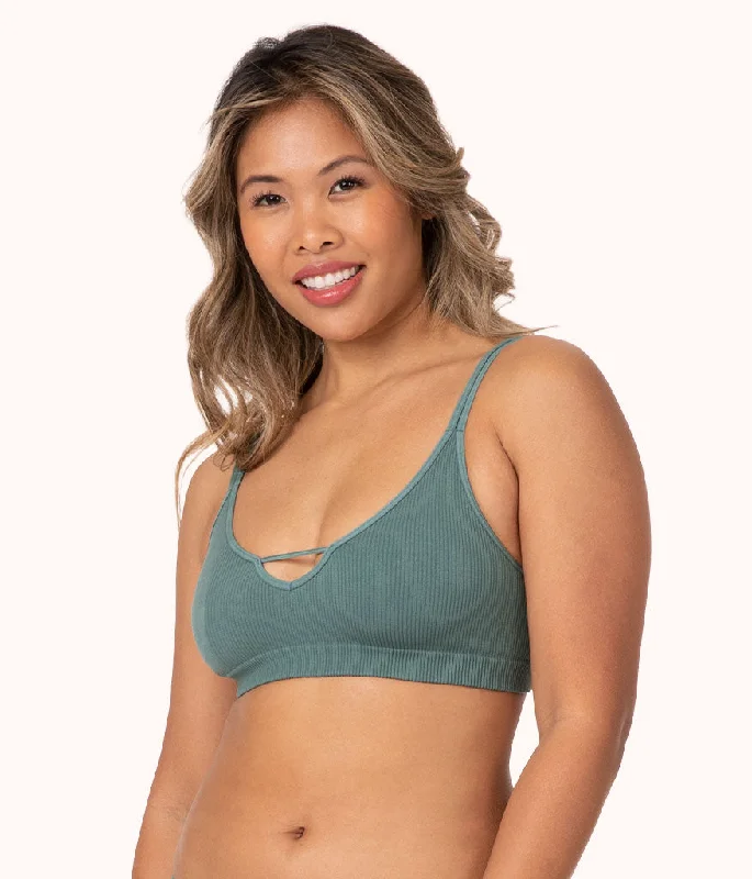 women’s satin boyshorts-The Skinny-Strap Seamless Bralette: Harbor Green