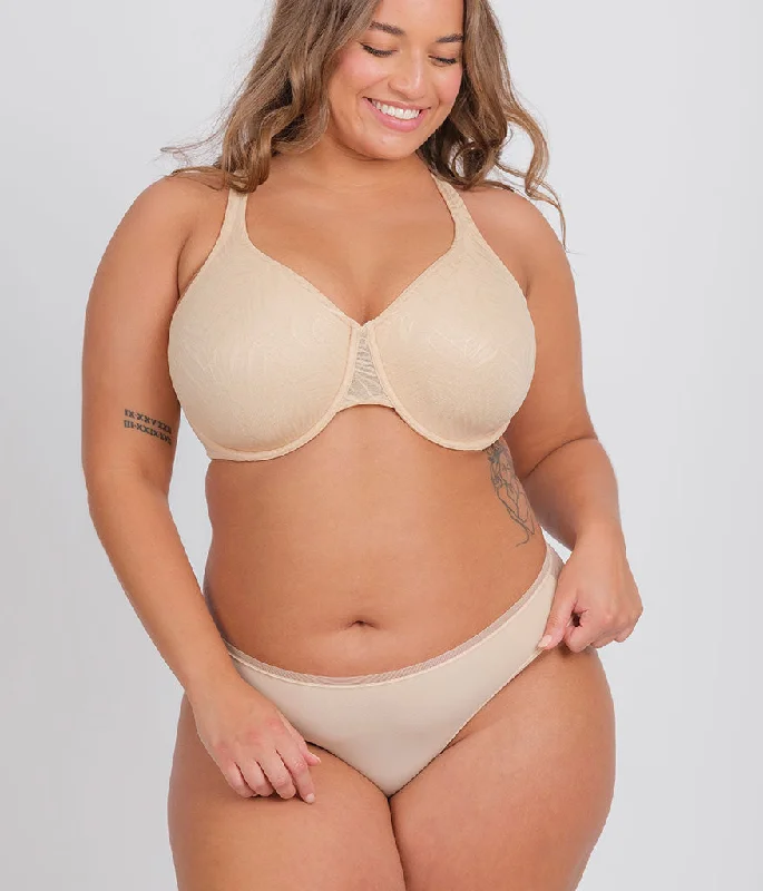 women’s floral thong-The Smooth Lace Minimizer Bra: Toasted Almond