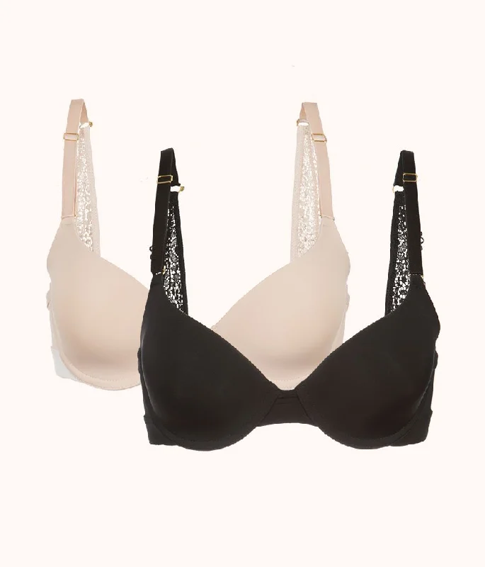 women’s floral briefs-The T-Shirt Bra Bundle: Jet Black/Toasted Almond