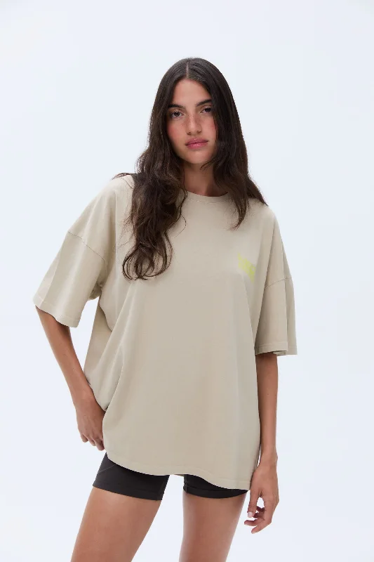 soft modal underwear-Trail Washed Short Sleeve Drop Shoulder T-shirt - Sand