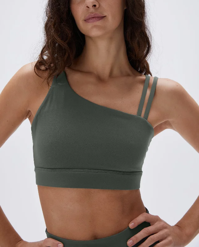 women’s cozy underwear-Ultimate Asymmetric Double Strap Bra - Sea Green