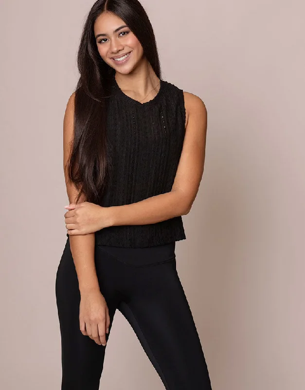 hypoallergenic underwear-Valentina Eyelet Motion Tank