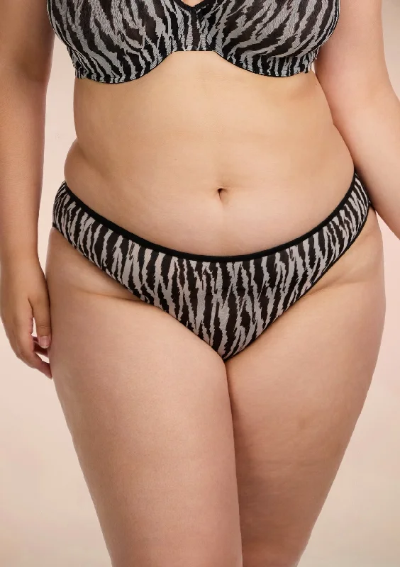 soft modal underwear-Zebra Wild Breathable Black Mesh Bikini Underwear