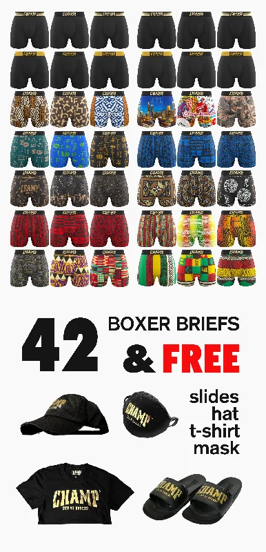 moisture-wicking silk boxers-42 BOXER BRIEFS - PLUS FREE SLIDES, FREE HAT, FREE T-SHIRT, FREE MASK