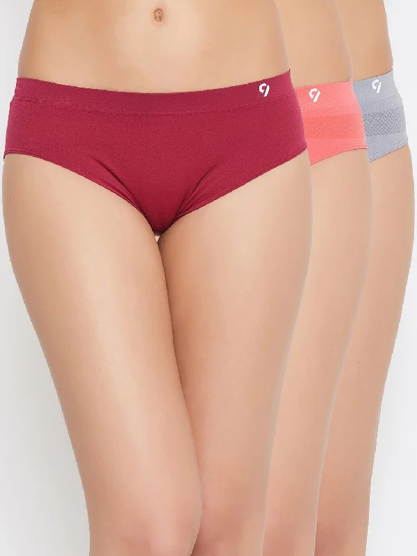 men’s luxury boxer briefs-C9 Airwear Women's Solid Assorted Regular Fit Panty Combo - Pack of 3