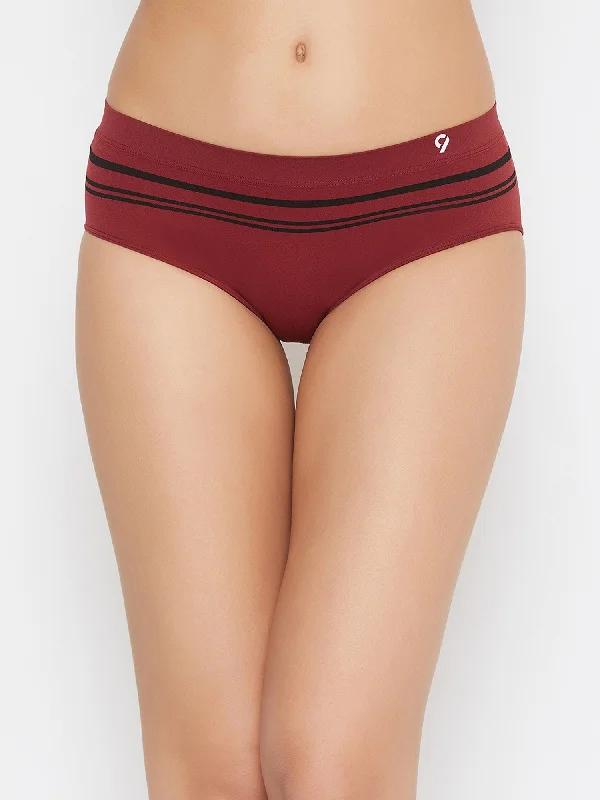 durable microfiber underwear-C9Airwear Seamless Panty for Women - Maroon