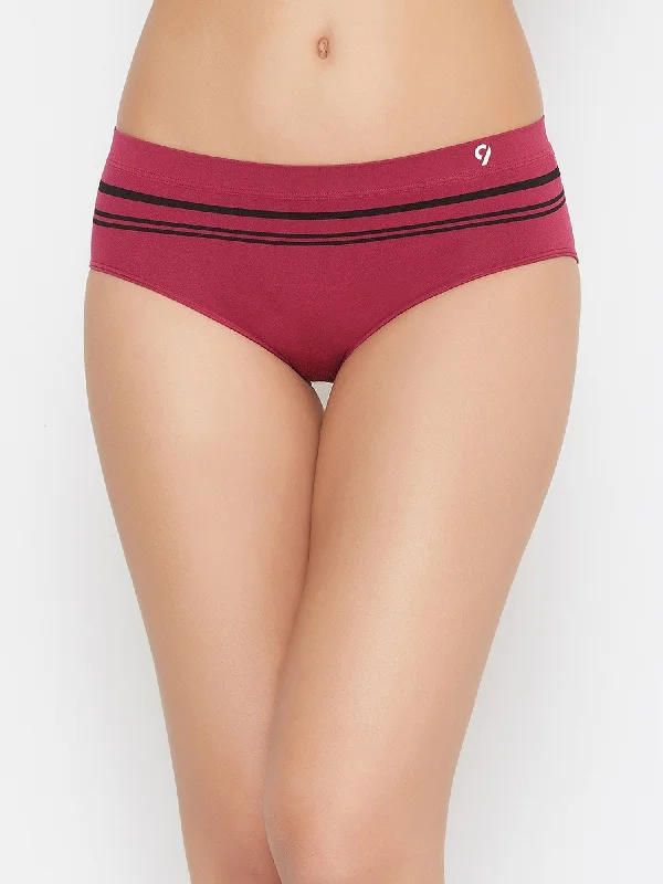 trendy cotton briefs-C9Airwear Seamless Mid Brief for Women - Red