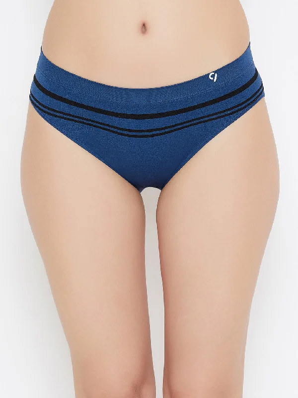 breathable boxer briefs-C9Airwear Seamless Solid Bikini Panty Mid Brief -  Blue